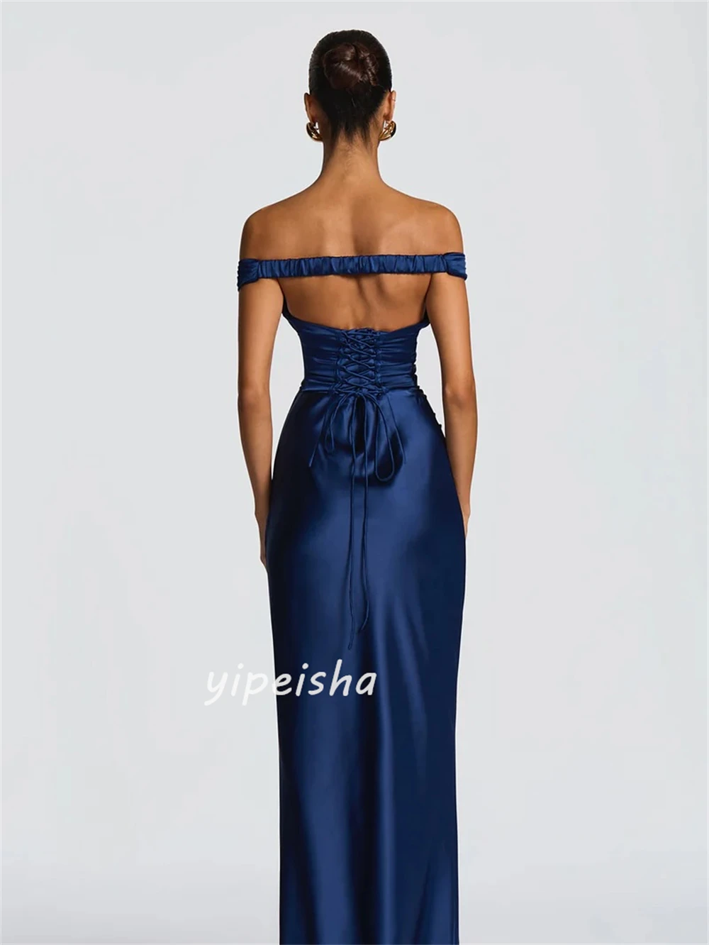 Robes longues froncées simples de Style moderne personnalisées, colonne personnalisée, épaules dénudées, robes d'occasion sur mesure, tailles disponibles