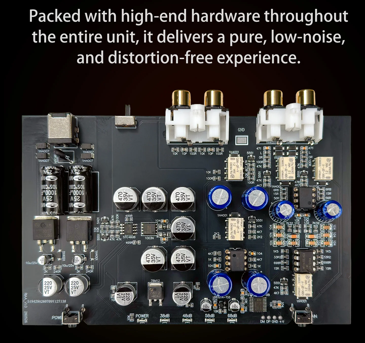 LSYSAQ P2 Phono-Vorverstärker MM MC Hi-Fi Plattenspieler-Vorverstärker RIAA-Equalisierung 4-Stufen-Verstärkung NE5532 LME49720 für Vinyl-Plattenspieler – Detail 5