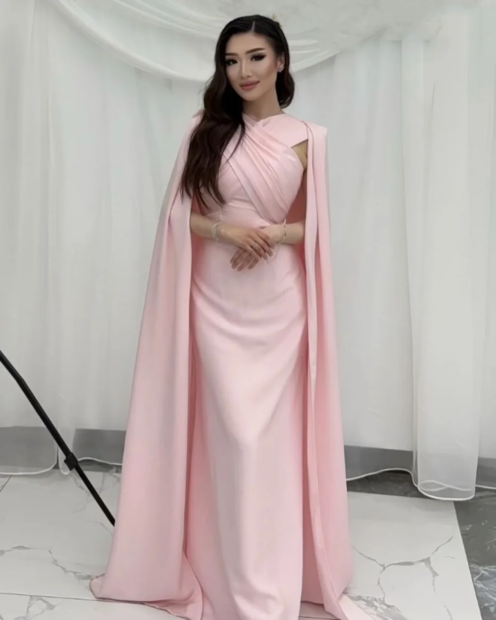 

Индивидуальные модные сексуальные джерси со складками и рюшами, длинные платья трапециевидной формы с высоким воротником, платья на заказ, изысканные платья высокого качества