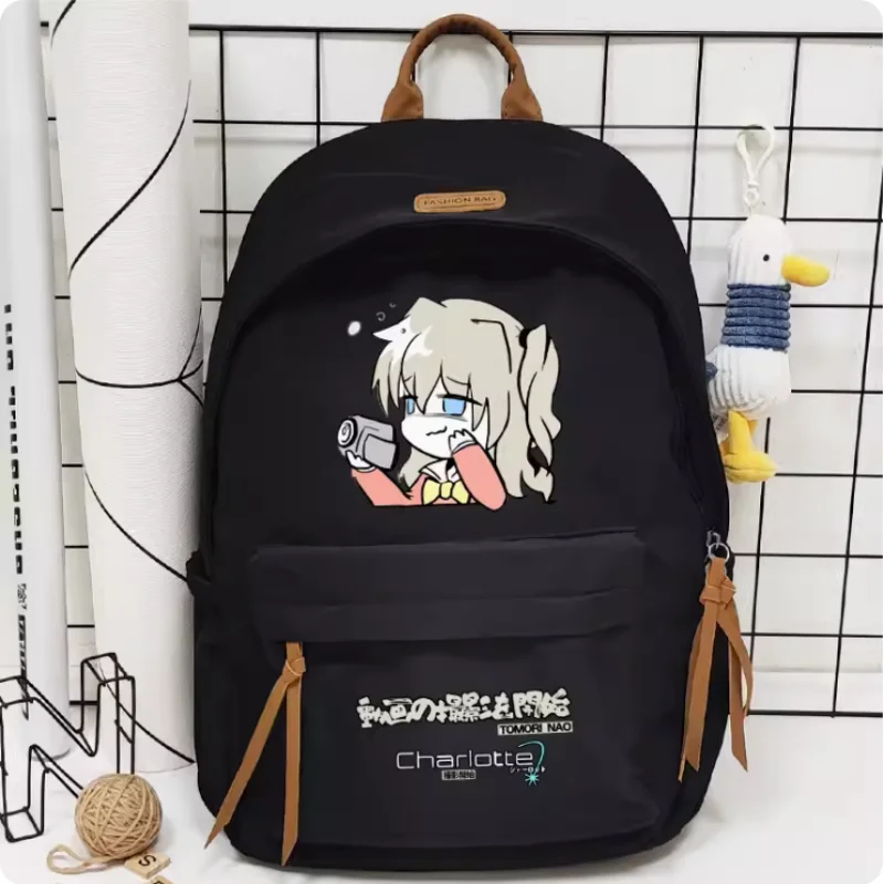 Mochila de Anime Charlotte de alta capacidad para niñas, bolsa de viaje, mochila escolar para niños y adolescentes