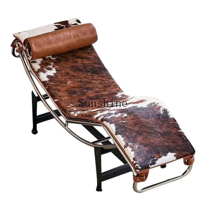 

Italian first layer cowhide Bauhaus lazy sofa living room office lunch break recliner