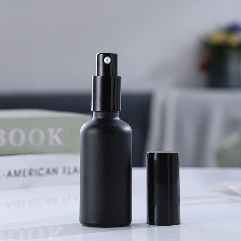 5ml-100ml Black Plating Cosmetic Spray Bottle Glass Essential Oil Bottle Lotion Makeup Refillable Bottles