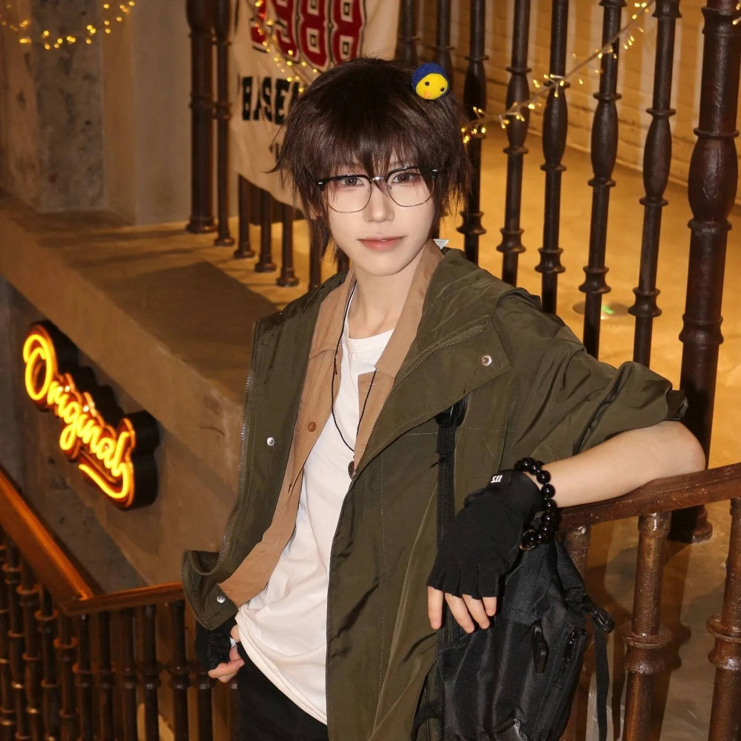 

Loose Men's Workwear Jaet American Sle Spring Autumn Wuxia Cosplay Coat Long Sve Flip Collar Mid-Length Coat