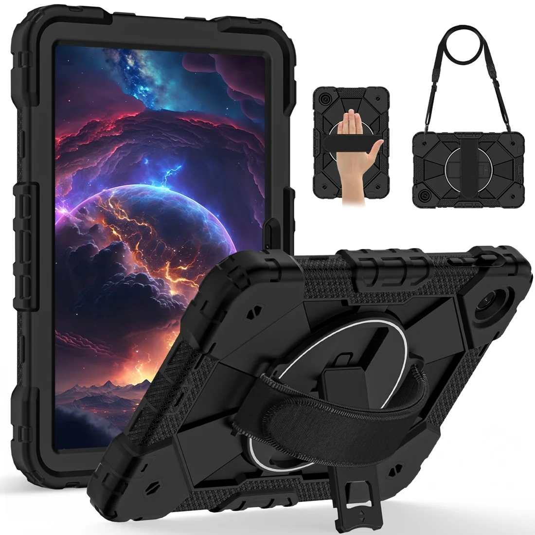 

Противоударный чехол для полной защиты корпуса с ручкой/плечевым ремнем и подставкой, совместимый с T-Mobile REVVL Tab 2 10.1 2025