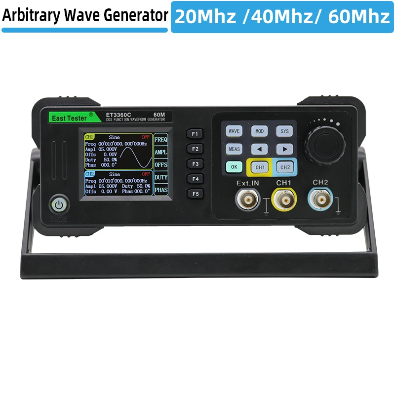 Two-Channel Function/ Arbitrary Waveform Generator 20Mhz 40Mhz 60Mhz Frequency Meter ET3320C ET3340C ET3360C Signal Source