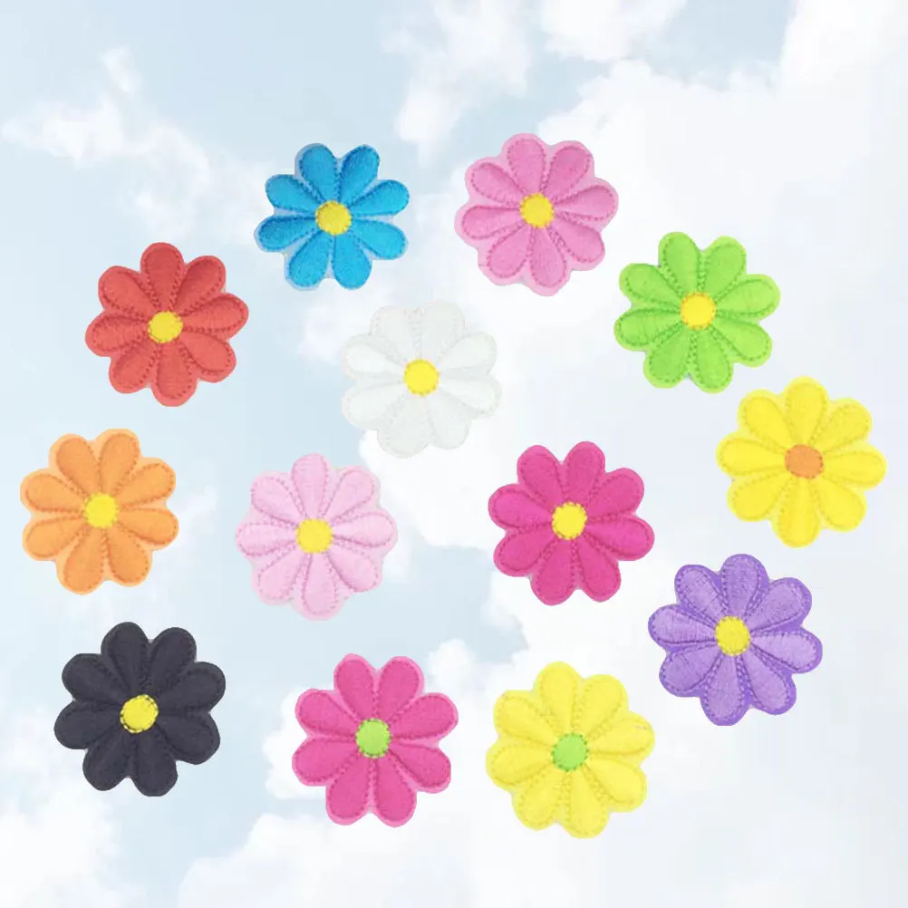 20Pcs Patch Kain Pelapis Desain Bunga Matahari untuk Disetrika pada Jeans, Jaket, Tas, Topi, Perbaikan Pakaian DIY Multi-Warna