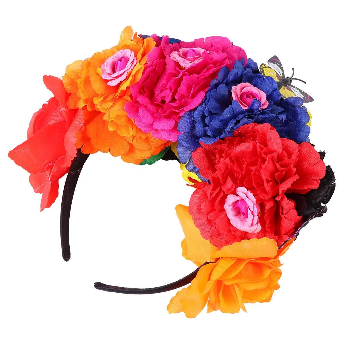 Elegant Peony Rose Flower Butterfly Hair Band for Women Festive Cosplay Performance Party Halloween Photography Decor Fashion