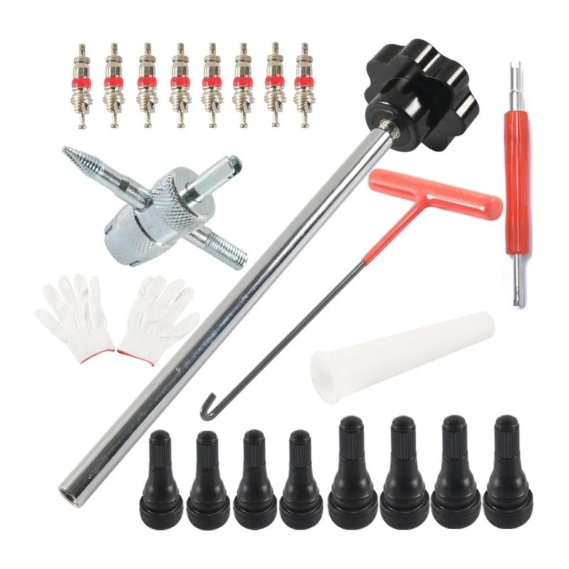 

Портативные 22pcs Report Tire Set Set Corrosion -устойчивый к клапанам Снятие ядра для энтузиастов автомобиля и наружных.