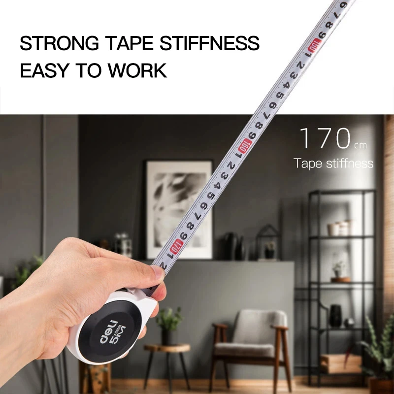 DELI 3M/5M High Precision Steel Measurement Tape System Auto Lock Tape Measure Retractable Professional Measuring Tool