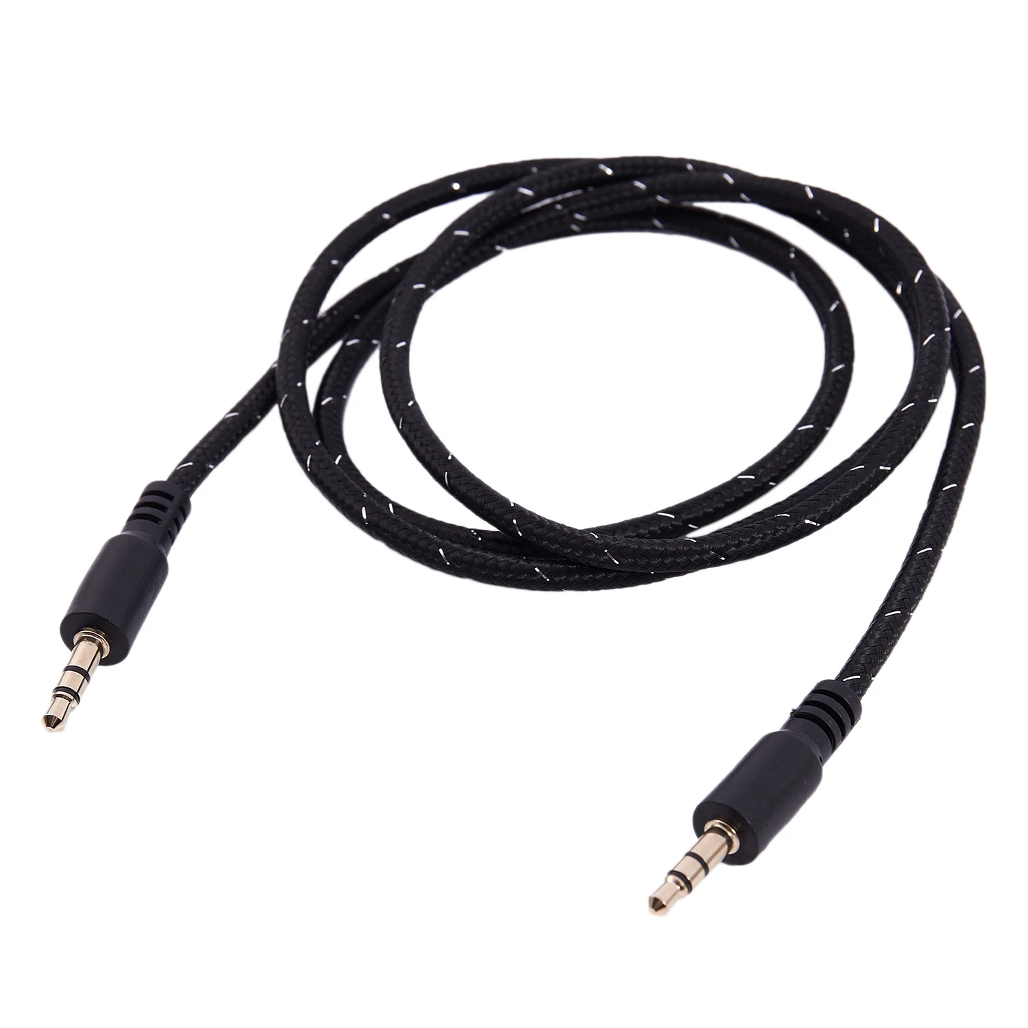 Cavo ausiliario Audio da 1M 3.5mm Stereo maschio a maschio Jack Aux per telefono auto, nero