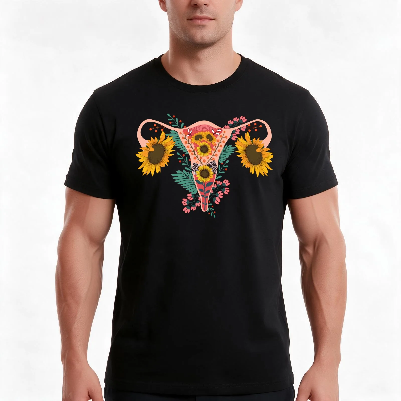 Mind Your Own Uterus Floral My Uterus My Choice T-Shirt, Summer Casual Cotton Tee, Oversized Streetwear Tops, Unisex Men Women