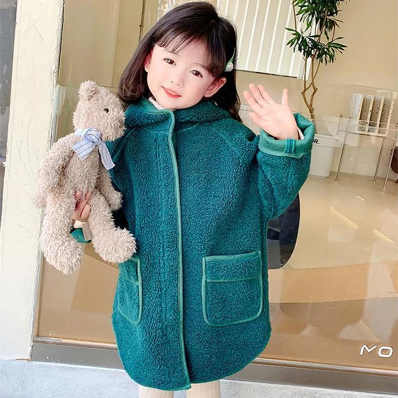 

Girls Coat Jacket Cotton Outwear Overcoat 2022 Luxury Warm Thicken Plus Velvet Winter Autumn Children's Clothing