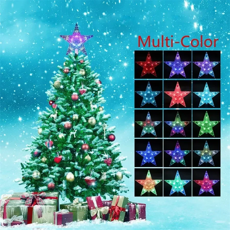 LED Christmas Star Christmas Tree Topper star light Decor 16 Color Changing Remote Controller Multicolor USB Powered Xmas Gift