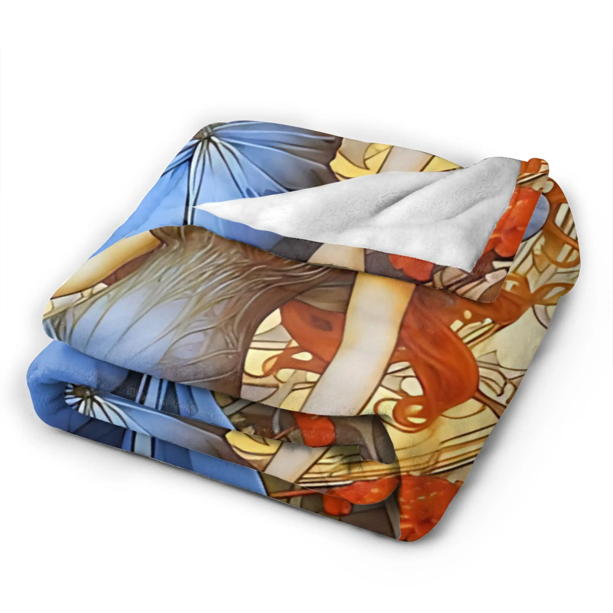 Language of Flowers Alphonse Mucha   Blanket  Soft Warm Aesthetic Plush Throw Blanket Couch Bed Flannel Bedspread Bed Cover