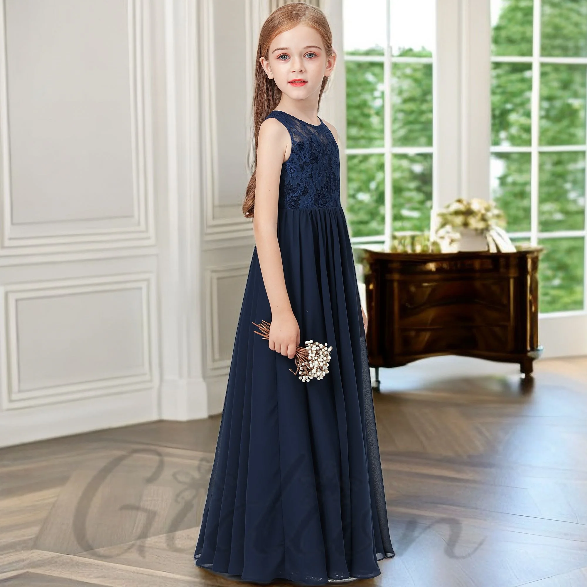 Chiffon für Kinder Zeremonie Festzug Ball Hochzeit Geburtstag Abend Party Bankett Abschluss ball alle Veranstaltungen Junior Brautjungfer Kleid