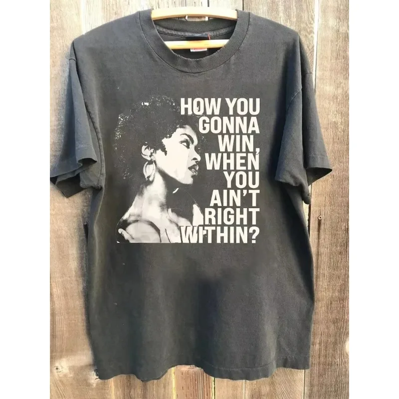 Camiseta de música Lauren Hill, camiseta holgada de verano con diseño de Lauren en gris carbón para hombre y mujer, nueva colección