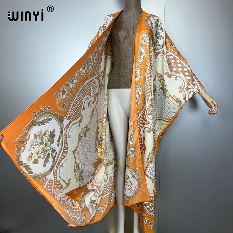 WINYI böhmischer Kimono, lockere Strickjacke, Strand-Outfits, Damen-Abendkleid, langer Daunenmantel, Maxikleid, luxuriöse Strandmode