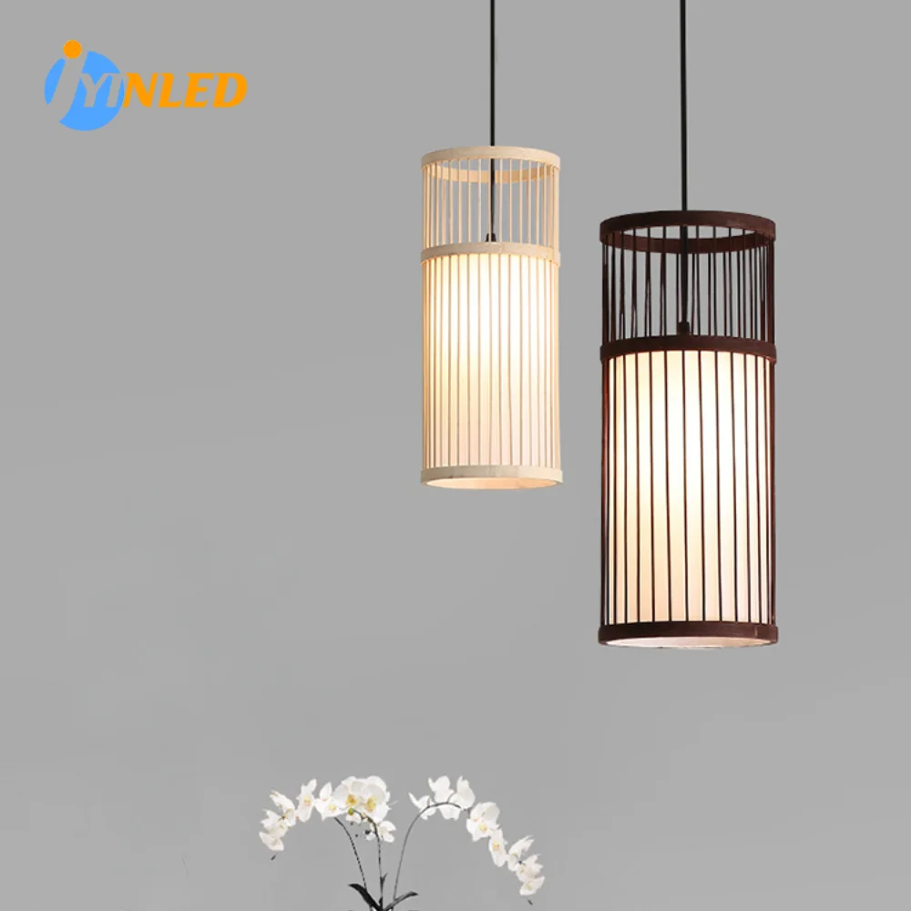 Chandeliers Hand-Woven Bamboo Lampshades E27 Lighting Fixtures Hanging Light Bamboo Lantern Pendant Lamp Natural Rattan Wicker