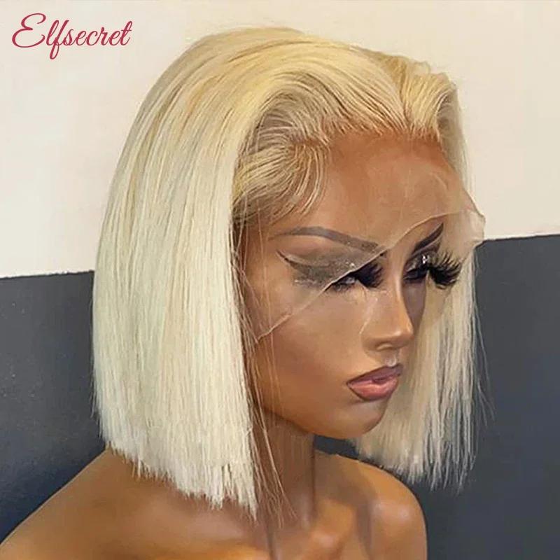 

613 Blonde Straight Bob Wig Human Hair 13X4 Lace Frontal Wig For Women Pre Plucked Colored Lace Front Wig 10 14 Inch