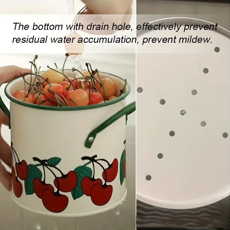 Vintage Cherry Tableware Bucket  Household Kitchen Chopsticks Cage Knife And Fork Storage Bucket Creative