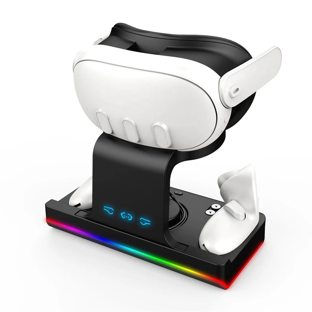 قاعدة شحن موثوقة لـ Oculus Quest 3 VR Grip، شاحن مهد شحن ملون لـ Meta Quest 3، أسود
