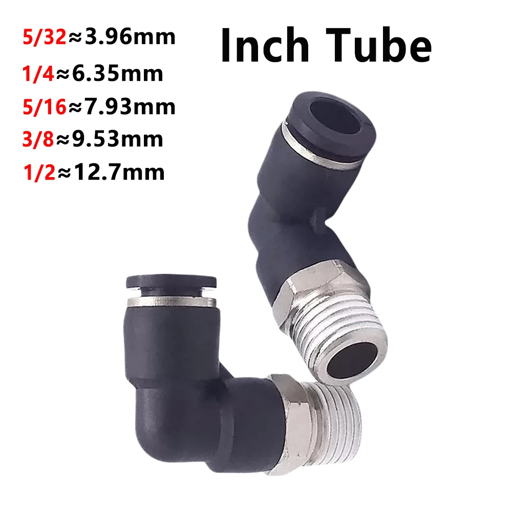 PL Elbow L-type BSPT External Thread PT1/8 1/4 1/2 Quick Release Pipe Pneumatic Joint Inch Hose Joint 5/32 