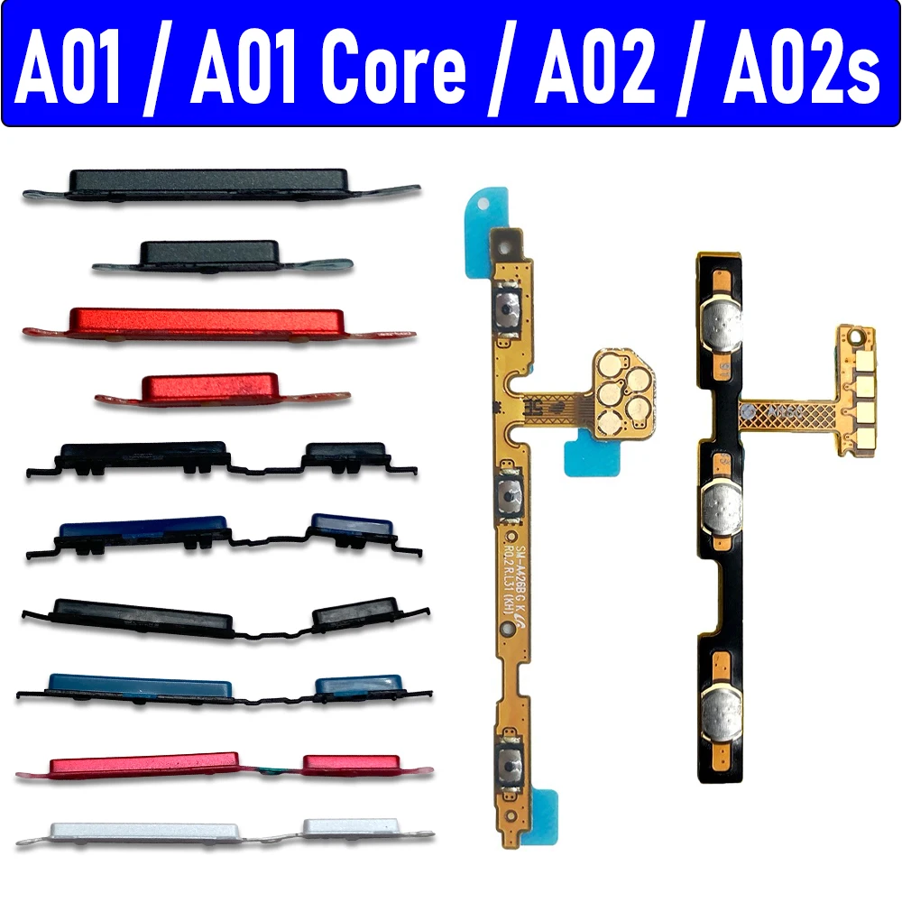 NOWOŚĆ Przyciski boczne głośności zasilania dla Samsung A01 Core A02 A02S A01 Przycisk boczny włączania/wyłączania głośności Przycisk Flex Cable
