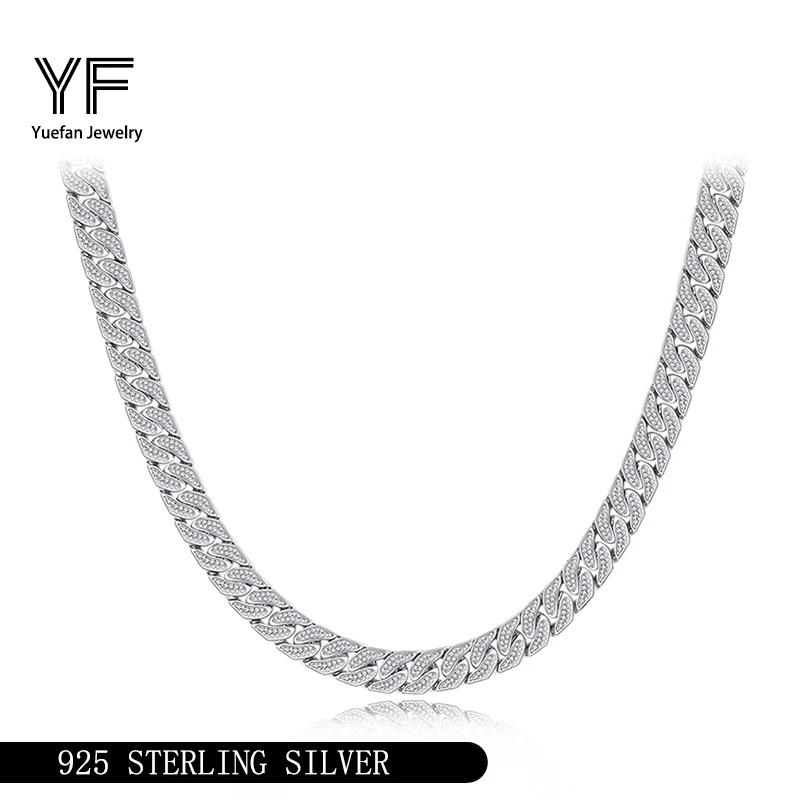 

S925 Silver Moissanite Cuban link Necklaces 17~23inch HipHop Style Jewelry Personalized customization Valentine's Day Gift