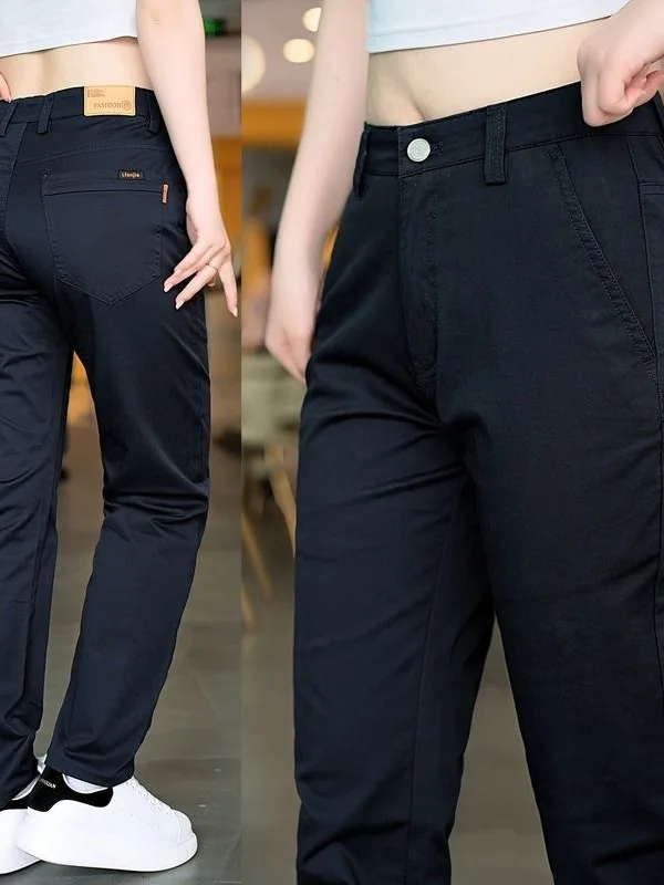 

Spring Autumn Cotton Casual Pants Men's Straight Leg Slim Fit Busin Long Trousers Pure Cotton Khaki Straight Tube Pants