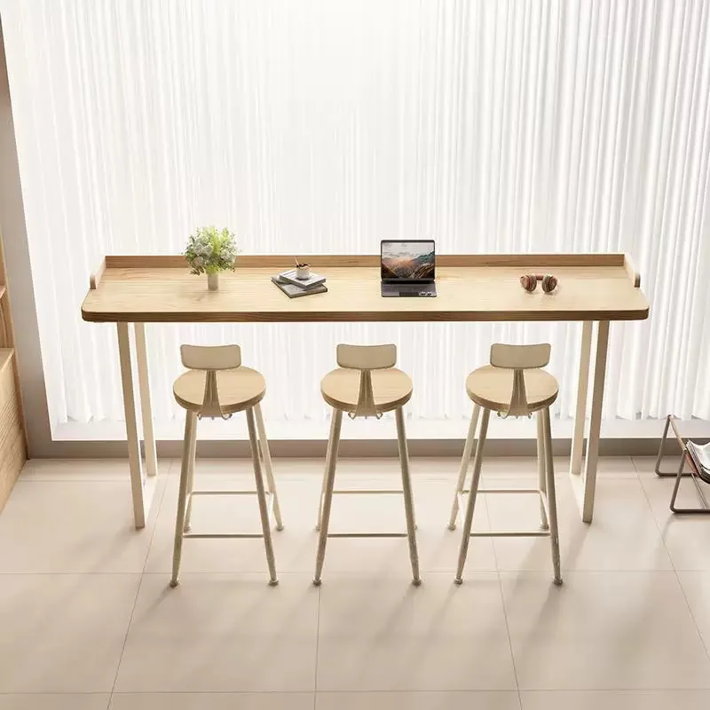 Mesa de centro retangular minimalista moderna lazer madeira maciça mesa de tira longa estilo nórdico varanda 이자Móveis de café