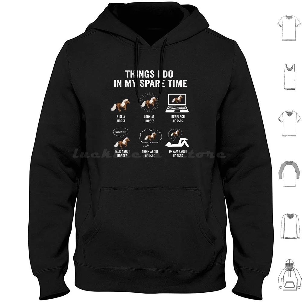 Horse Lover-Things I Do In Spare Time Hoodie Cotton Long Sleeve Horses Horse Lover Equestrian Equine Country Western Cowboy