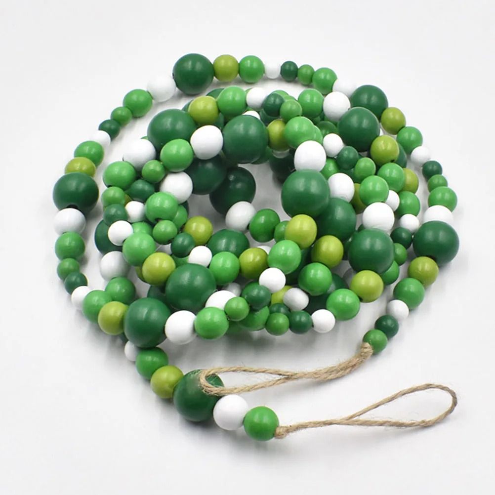 

Green Beaded Decoration Tree Pendant Hanging nament St Patrick Day Party Supplies Irish Home Decor Wooden Beads String