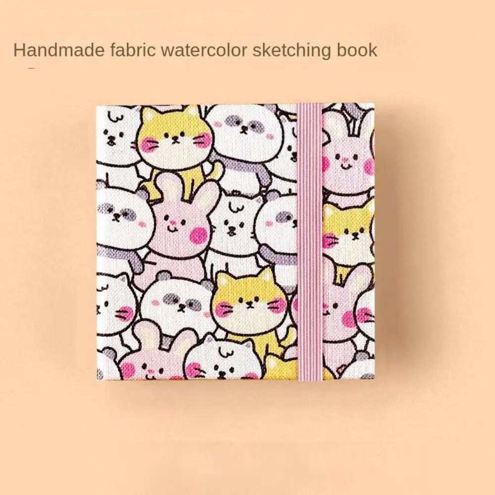 

Flower Mini Fabric Watercolor Book Colorful Paper Pad Watercolor Sketchbook Square Portable Mini Watercolor Painting Book Travel