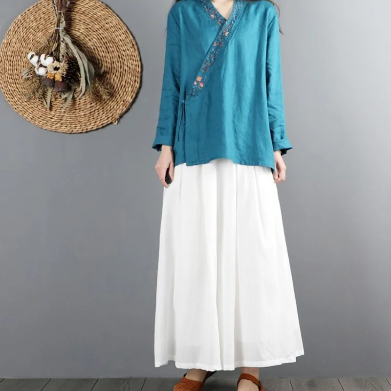 2023 New Women\'s Clothing Crew Neck Long Sleeve Classic Lolita Spring Autumn Solid Color Button Printed Loose Shirt