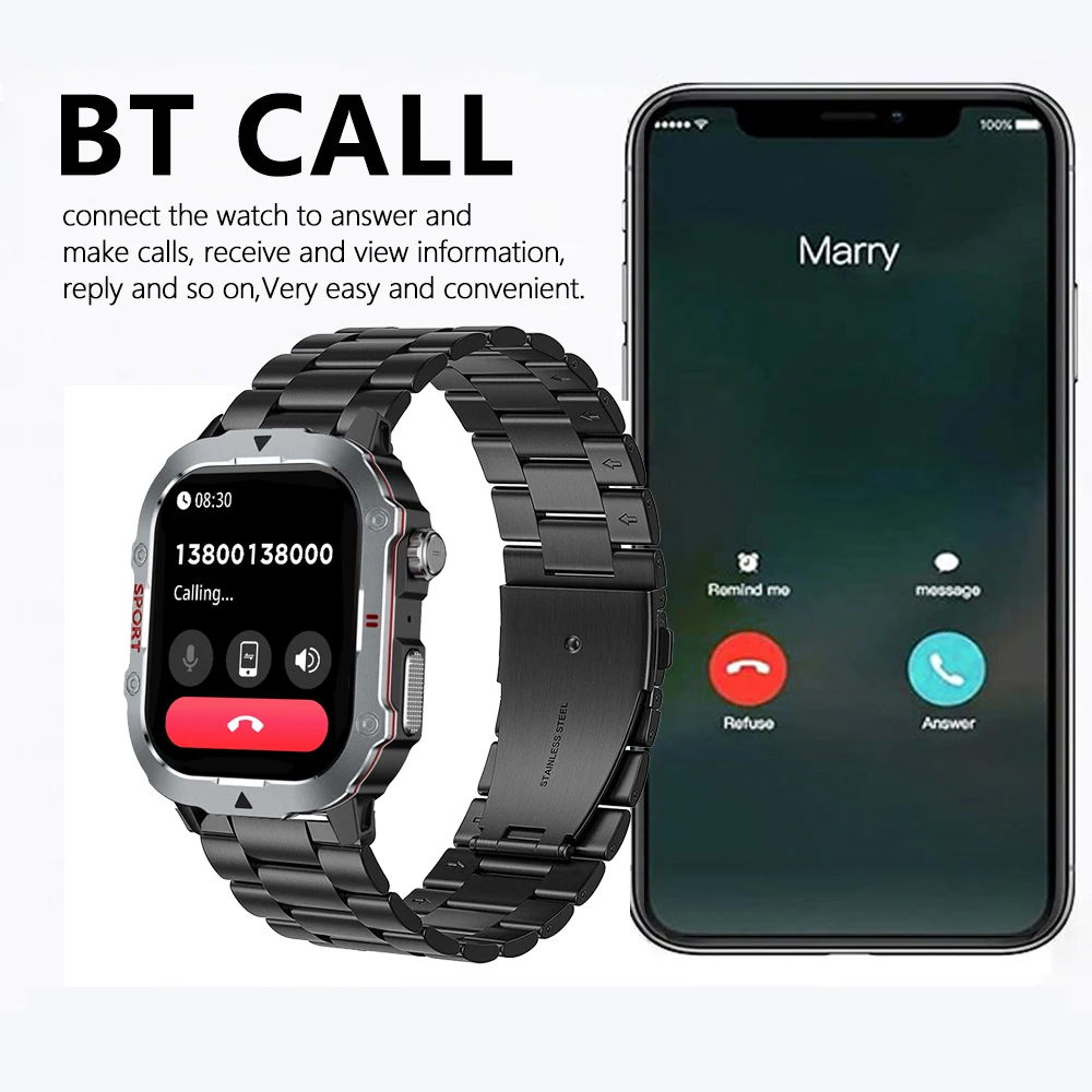 Business Smart Watch For Men 2.19” HD 240*296 Bluetooth Call Alarm Clock Diy Faces Military Watches Women For Android Ios Phone