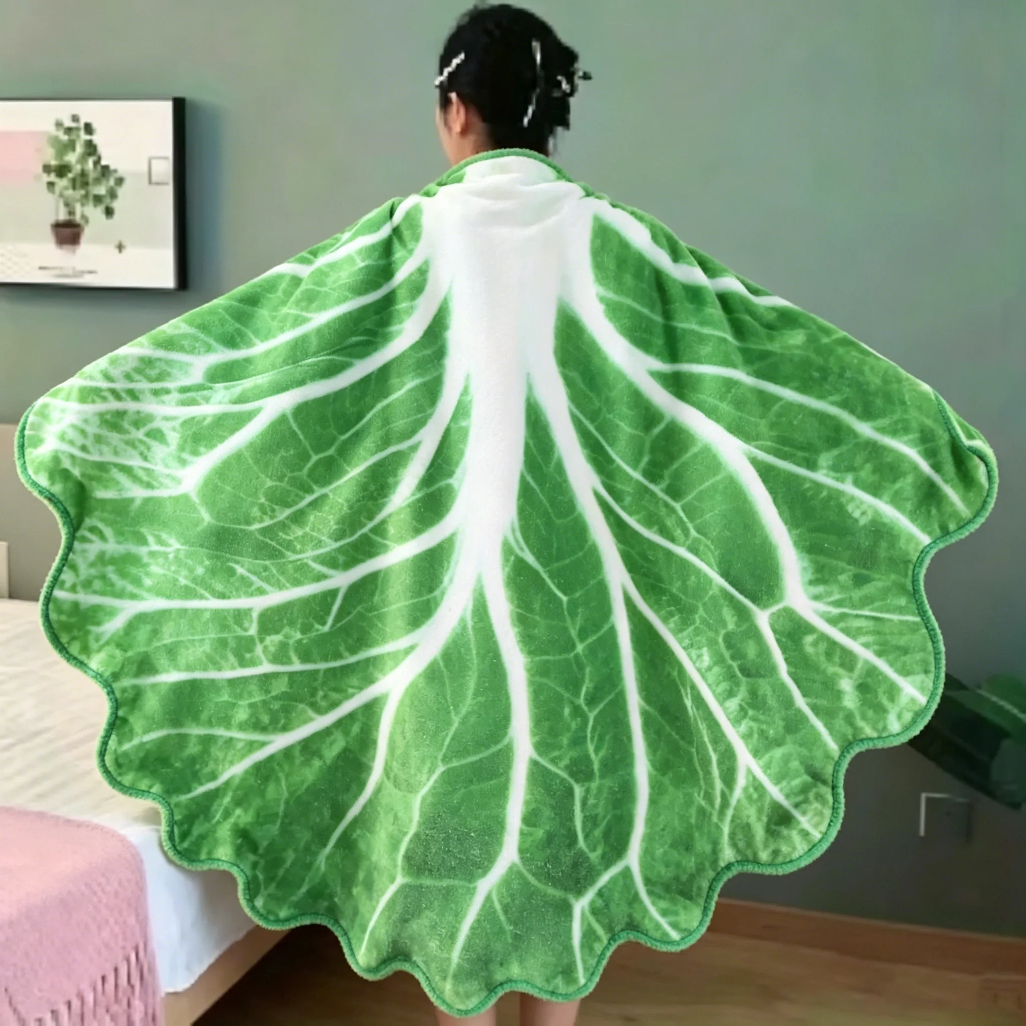 Coral fleece creative cabbage blanket vegetable blanket soft absorbent nap blanket air conditioning blanket