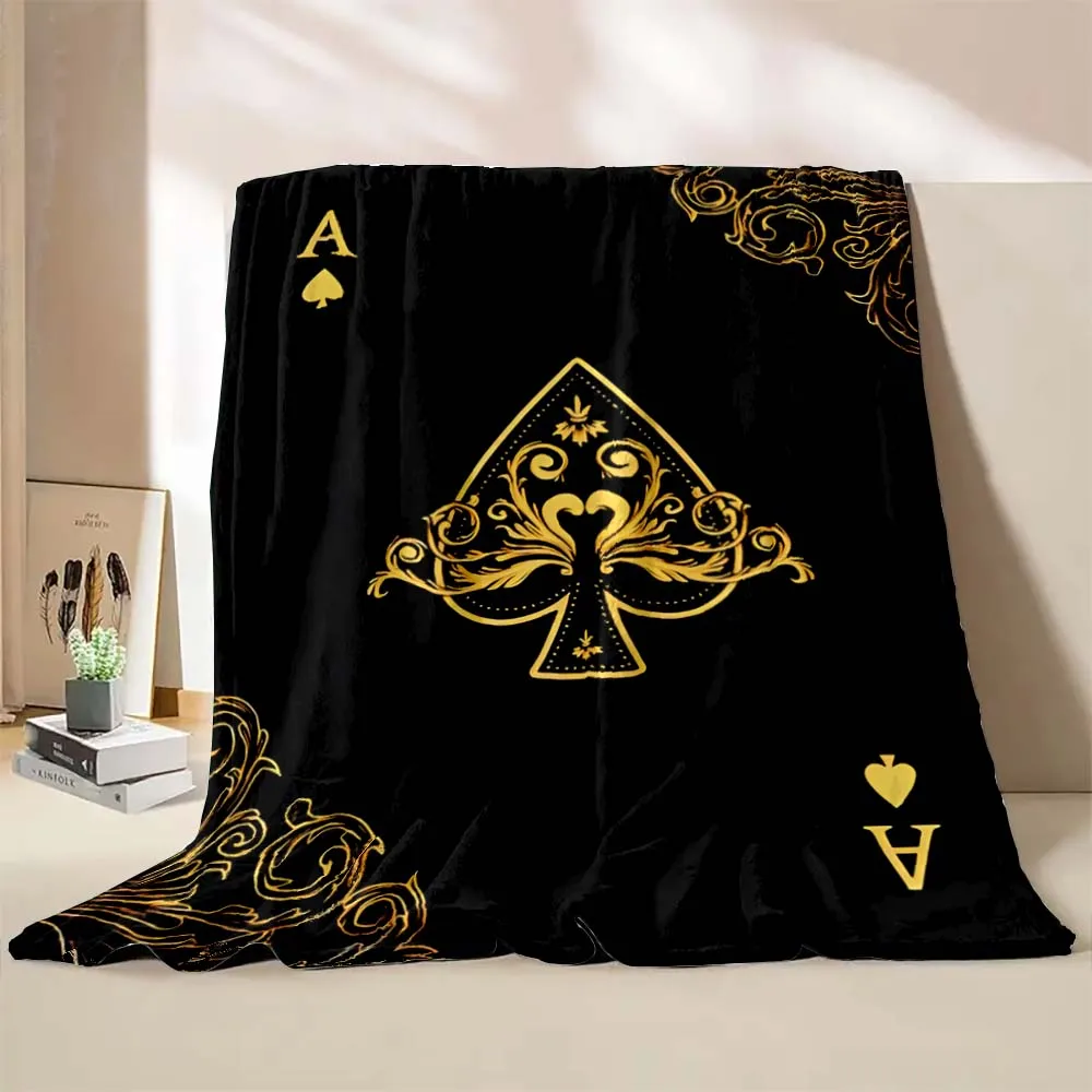 6 Sizes Card Poker Ace Art Printed Blanket Warm Soft and Comfortable Home Travel Blanket Office Sofa Camping Summer Blanket