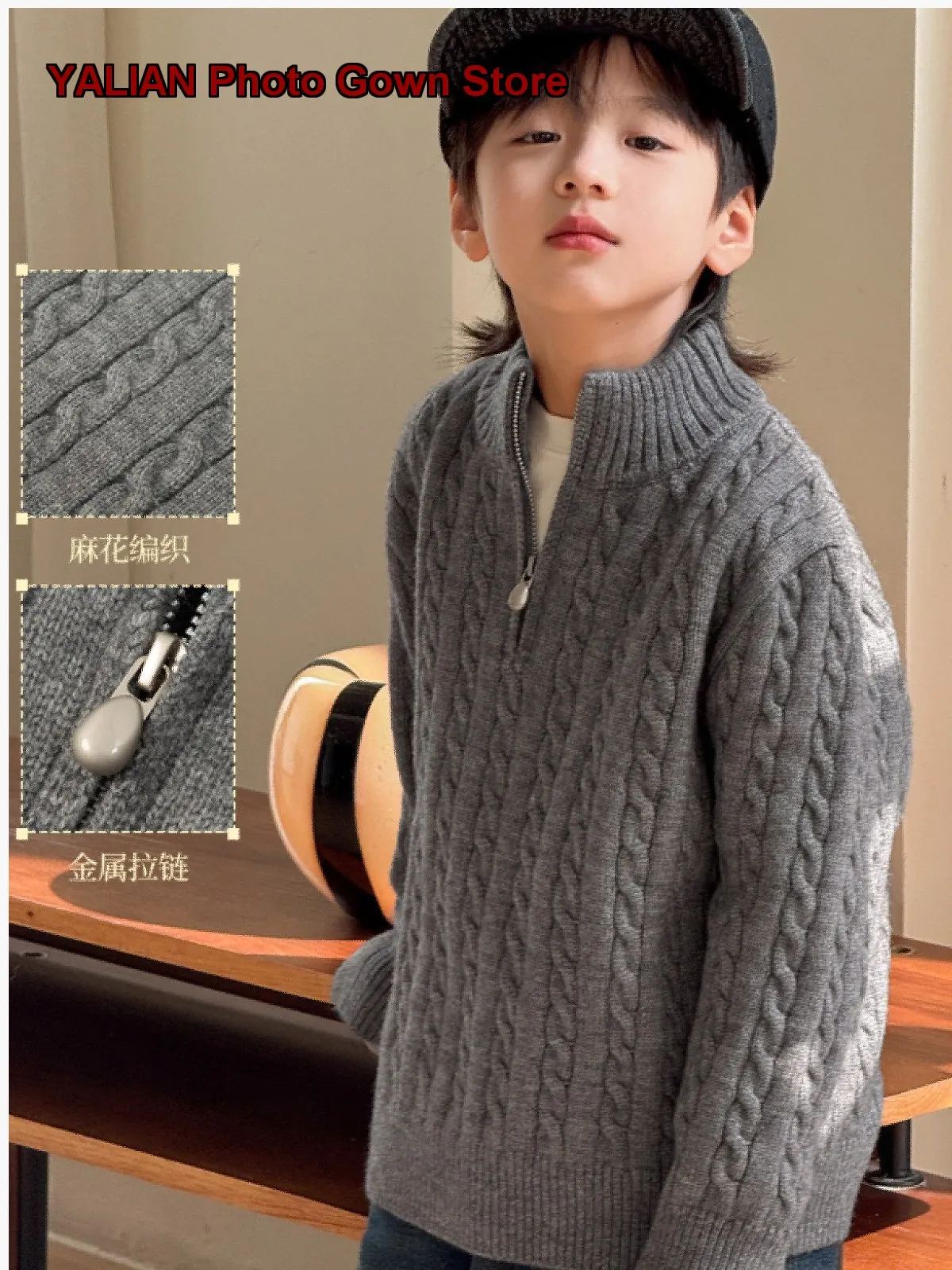 Boys Mock Neck Sweater Toddler Autumn Spring Thickened Warm Knit Top for New Year High Neck Kids