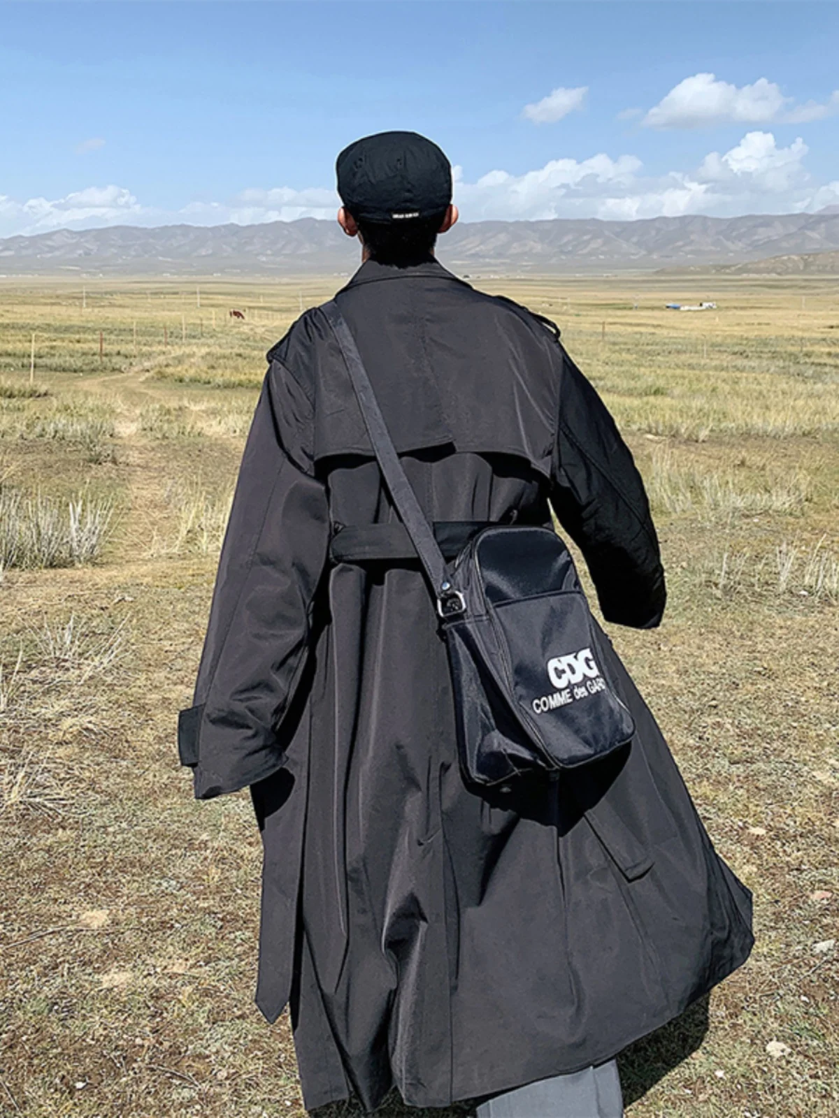 

Pure Bla Kensington Sle Men's Coat Trench Coat Long Length Briti Sle High Waist Waterproof Autumn Faion Outerwear