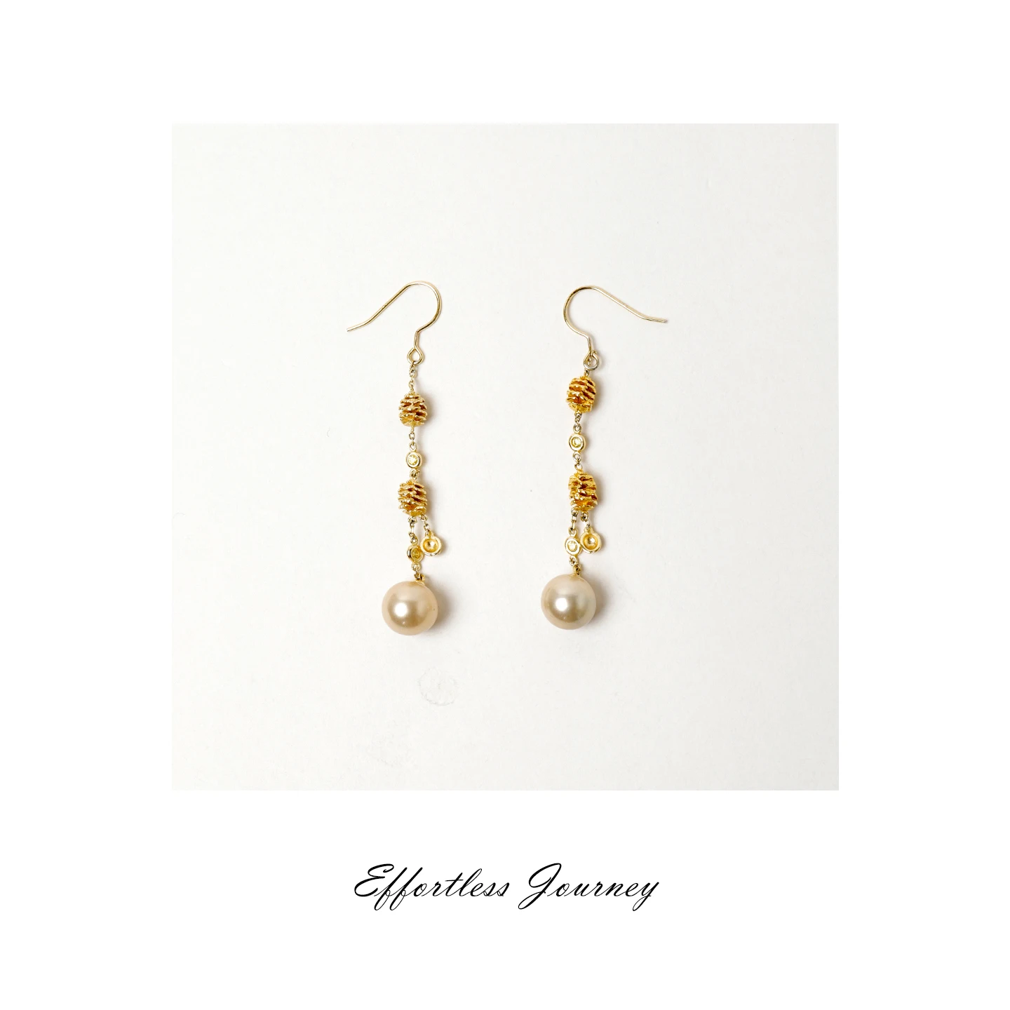 

Новое китайское модное ювелирное украшение: длинное кольцо-крючок из серебра 925 пробы с цирконами, жемчугом и золотыми бусинами в форме шишки