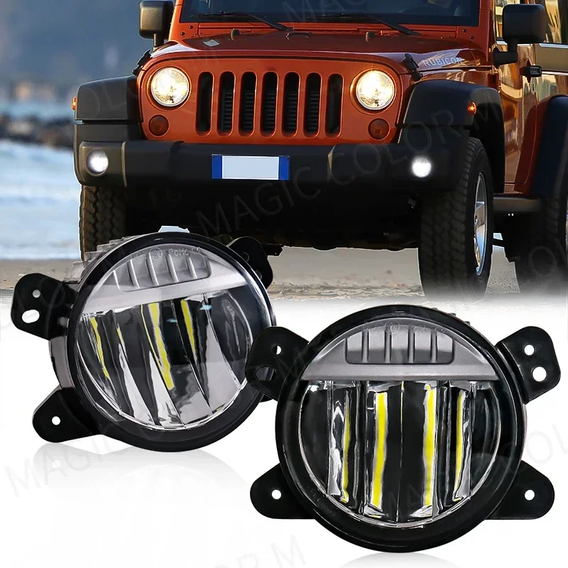 For Jeep Wrangler JK JL JLU Rubicon Sahara 2018 2019 LED Fog Lamps DRL Daytime Running Lights Front Bumper Car Parts New 12V