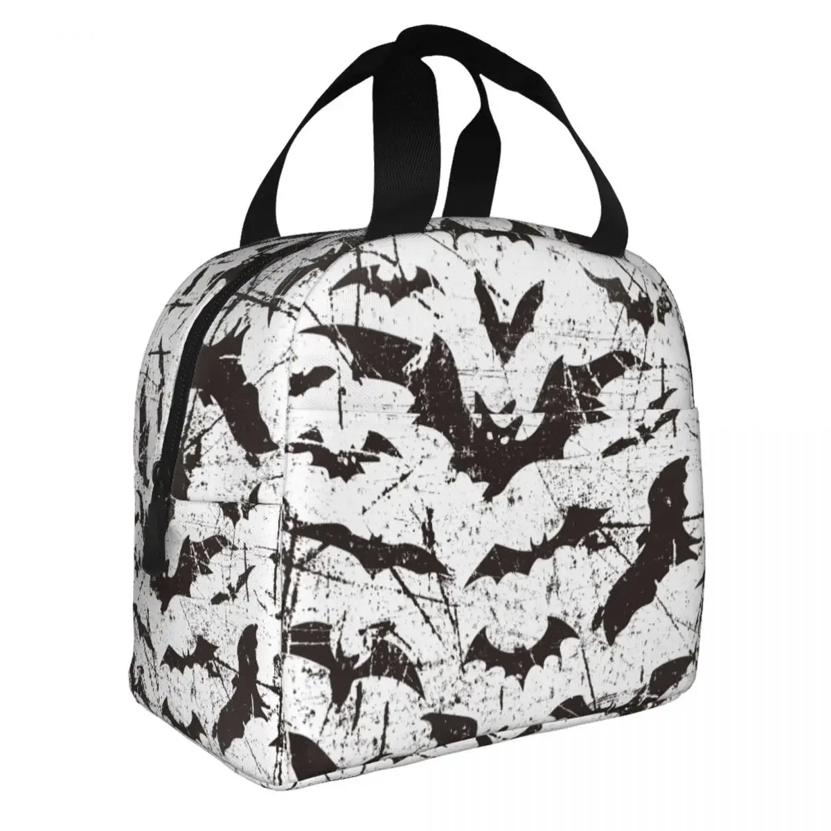 Halloween Bats Lunch Bag Portable Insulated Canvas Cooler Thermal Food Picnic Tote for Women Girl