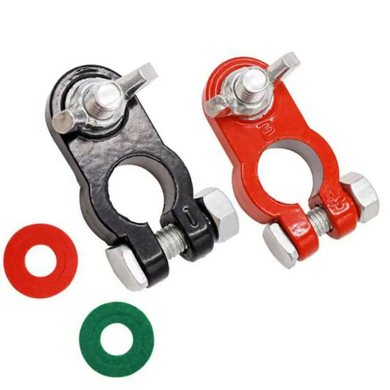 

2Pcsr Car Boat Truck Battery Terminal Clamp Positive Negative Connectors Clamp Zinc