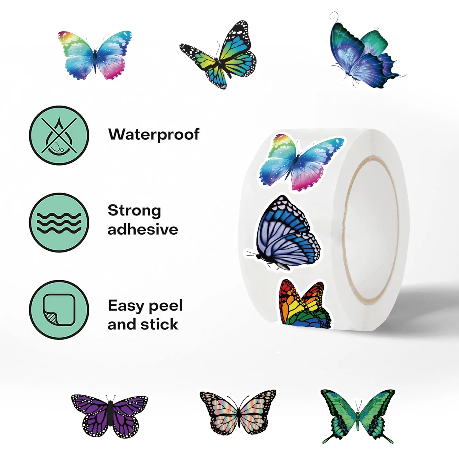 Butterfly Stickers Cartoon Roll sticker Curly Sealing DIY Graffiti Fashion Sticker Kids Gift Toys Scrapbook Laptop Bike Decals