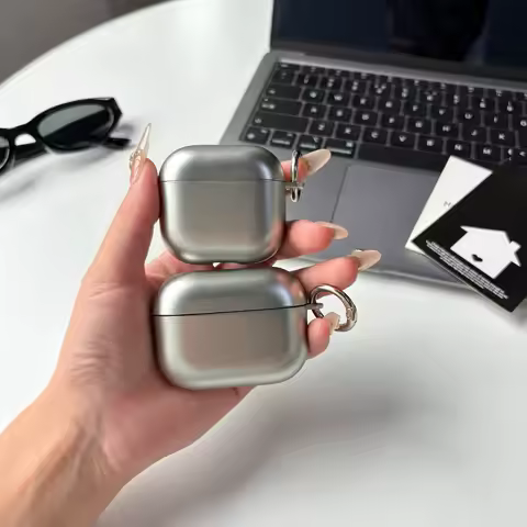 Fashion Simple Electroplated Silver Matte and Glossy Protective Earphone Case with Metal Ring for AirPods 1 2 3 4 Pro2 Pro3