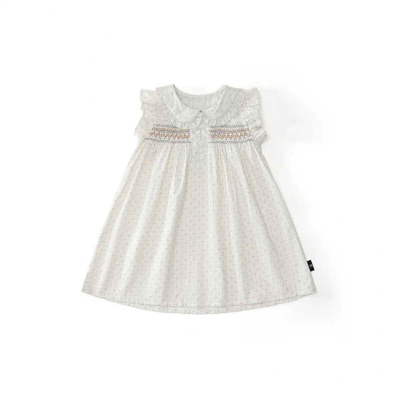 

Girls Summer Small Flying Sleeve Dress2025New French Style Children's Pastoral Collar Princess Dress