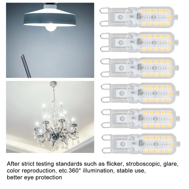 6 ชิ้น G9 หลอดไฟ LED 5 วัตต์โปร่งใส 22LED หรี่แสงได้ G9 หลอดไฟสำหรับโคมไฟเพดานโคมไฟติดผนังโคมไฟตั้งโต๊ะ 110-140V