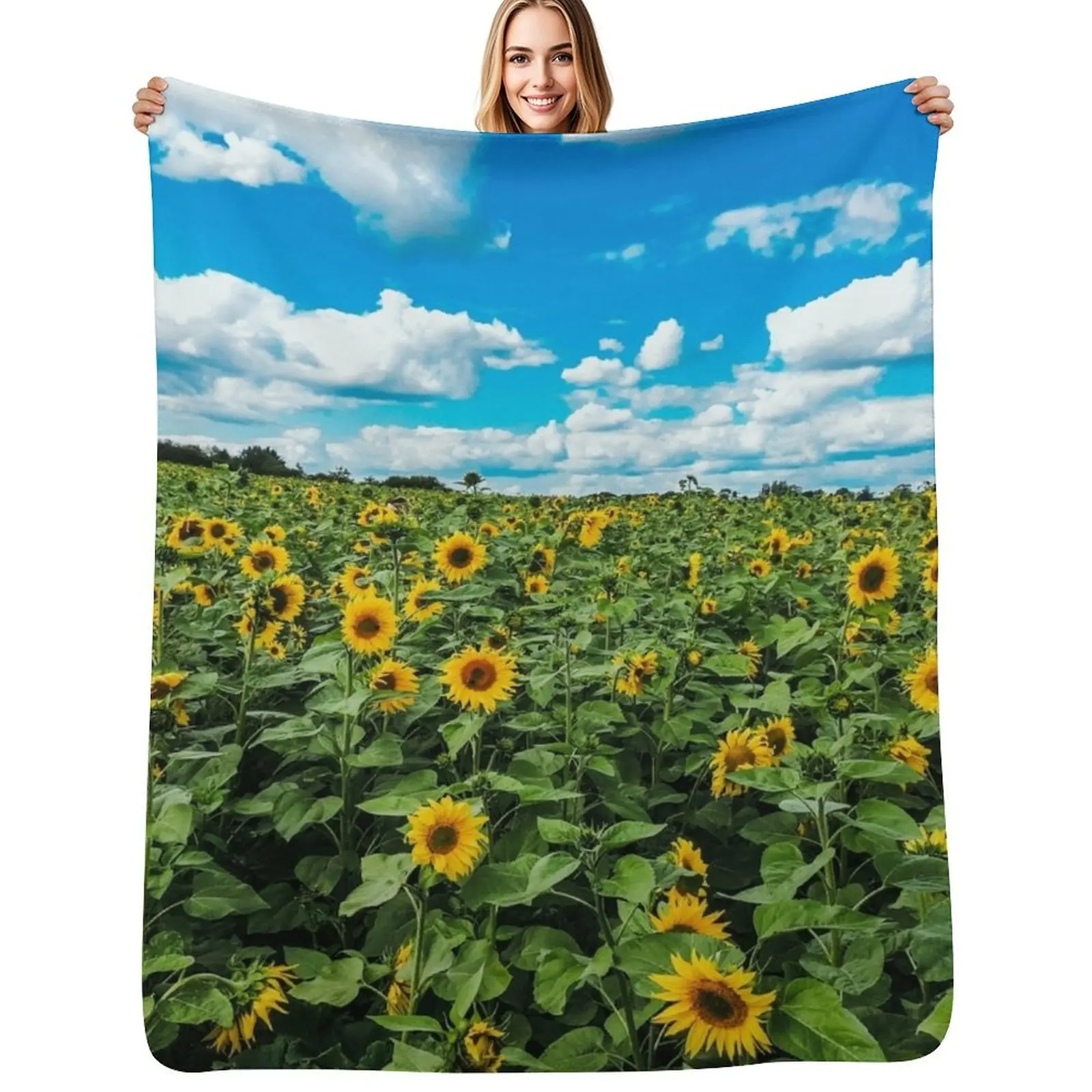 

Sunflower Field Throw Blanket Luxury Designer Cute Plaid Softest Blankets Sofas Of Decoration Blanket
