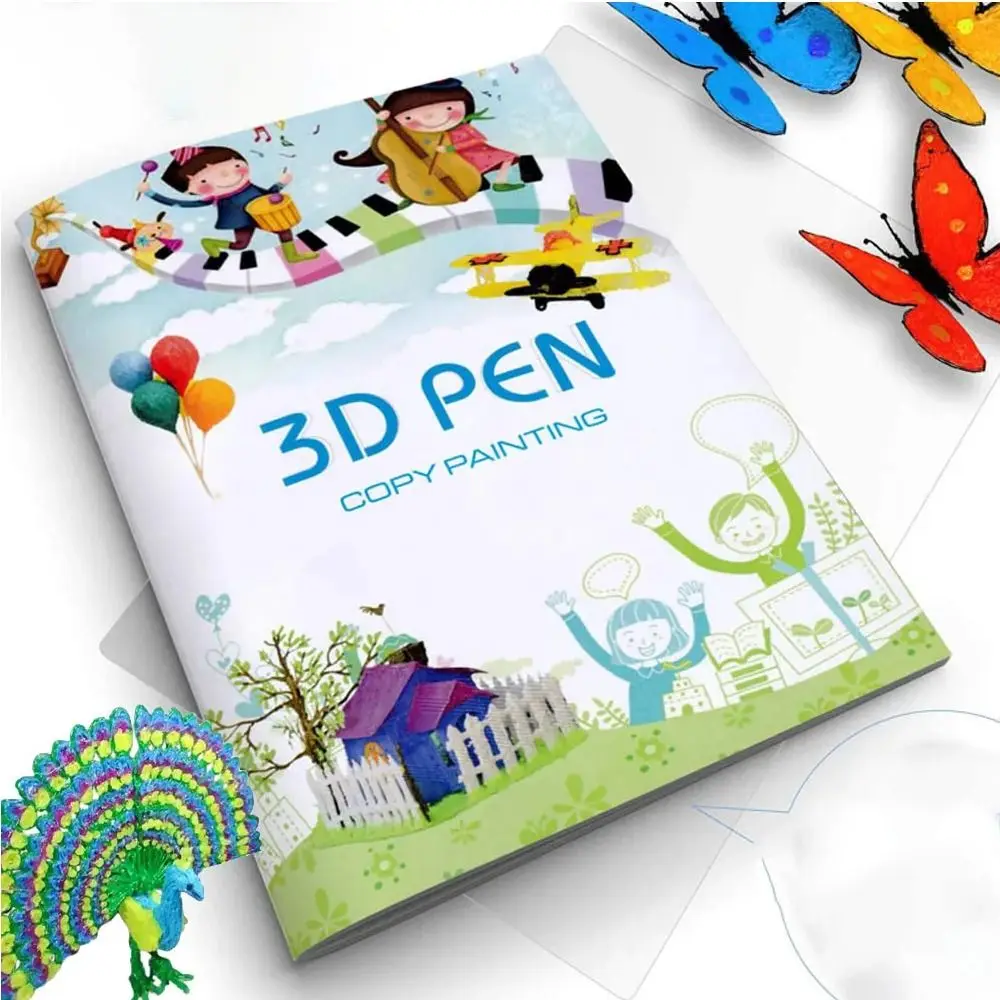 3D Printing Pen Drawing Book Reusable Colorful 22/40 Patterns Thick Paper Clear Plate Painting Template for 3D Pen Kid Gifts