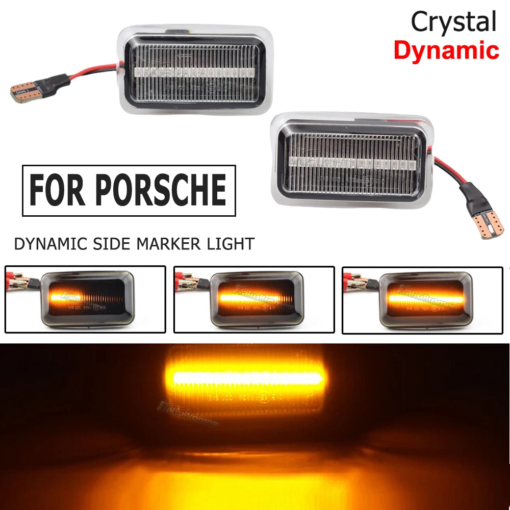 For Porsche 911 Carrera 924 924S 944 959 968 LED Side Marker Blinker Dynamic Lights 2PCS Sequential Turn Signal Indicator Lamps